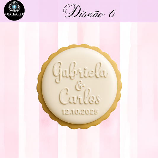 Molde en Acrilico para Galletas Personalizada para Bodas(Diseño 6)